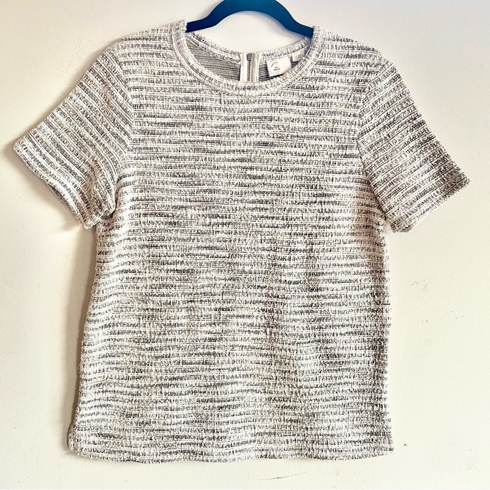 Anthropologie Postmark Heather Metallic Classic Tweed Top